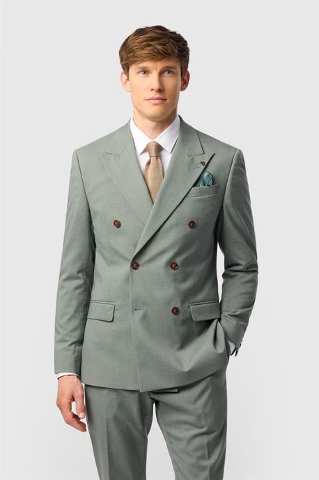 Double Breasted Six Button Slim Fit Suit Jacket - Image 1