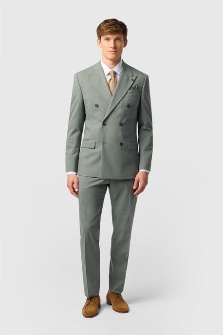 Double Breasted Six Button Slim Fit Suit Jacket - Image 2