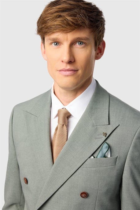 Double Breasted Six Button Slim Fit Suit Jacket - Image 3