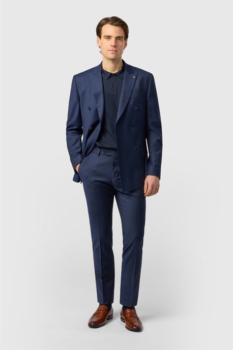 Double Breasted Six Button Slim Fit Suit Jacket - Image 3