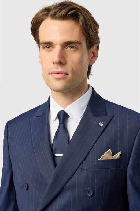 Double Breasted Six Button Slim Fit Suit Jacket - Image 4