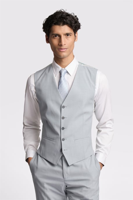 Single Breasted Five Button V-neck Slim Fit Suit Waistcoat - Image 1