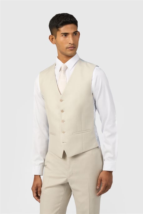 Single Breasted Five Button V-neck Slim Fit Suit Waistcoat - Image 1