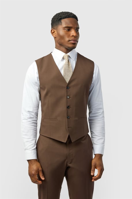 Single Breasted Five Button V-neck Slim Fit Suit Waistcoat - Image 1