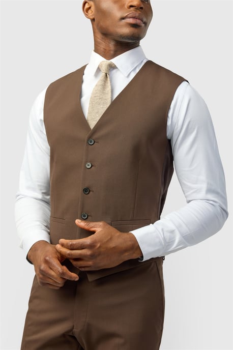 Single Breasted Five Button V-neck Slim Fit Suit Waistcoat - Image 2