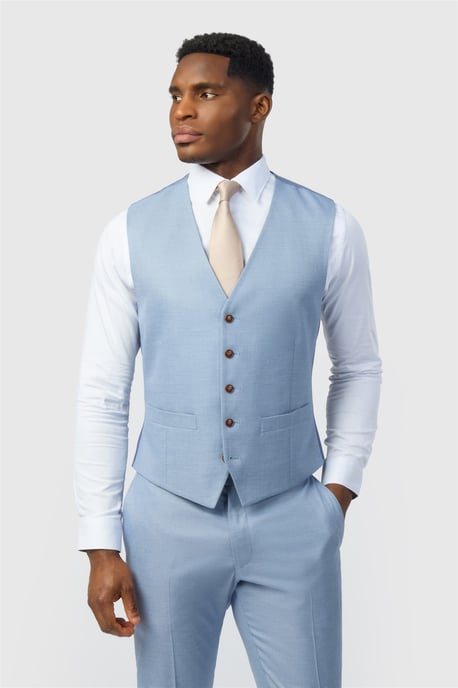 Single Breasted Five Button V-neck Slim Fit Suit Waistcoat - Image 1