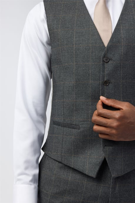 Single Breasted Five Button V-neck Slim Fit Suit Waistcoat - Image 2
