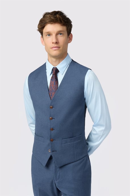 Single Breasted Five Button V-neck Slim Fit Suit Waistcoat - Image 1