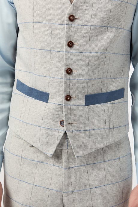 Single Breasted Five Button V-neck Slim Fit Suit Waistcoat - Image 2