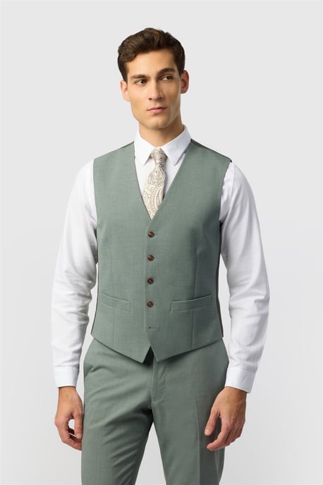 Single Breasted Five Button V-neck Slim Fit Suit Waistcoat - Image 1