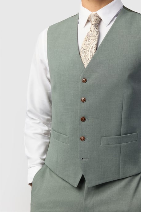 Single Breasted Five Button V-neck Slim Fit Suit Waistcoat - Image 2