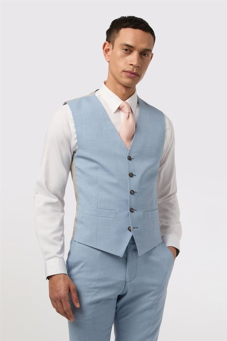 Single Breasted Five Button V-neck Slim Fit Suit Waistcoat - Image 1
