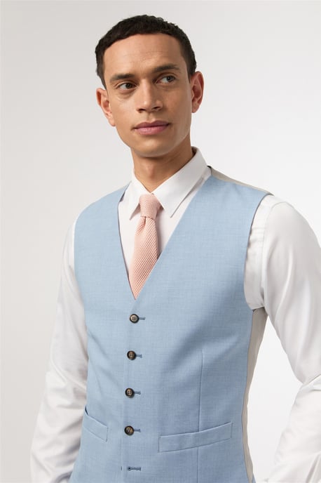 Single Breasted Five Button V-neck Slim Fit Suit Waistcoat - Image 2