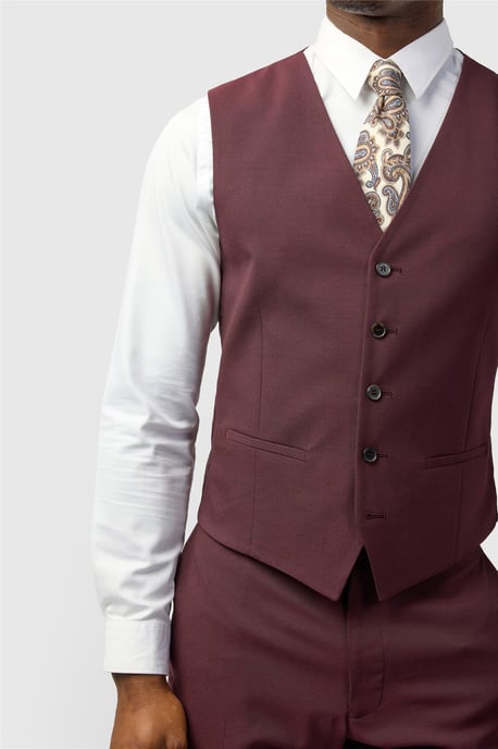 Single Breasted Five Button V-neck Slim Fit Suit Waistcoat - Image 2