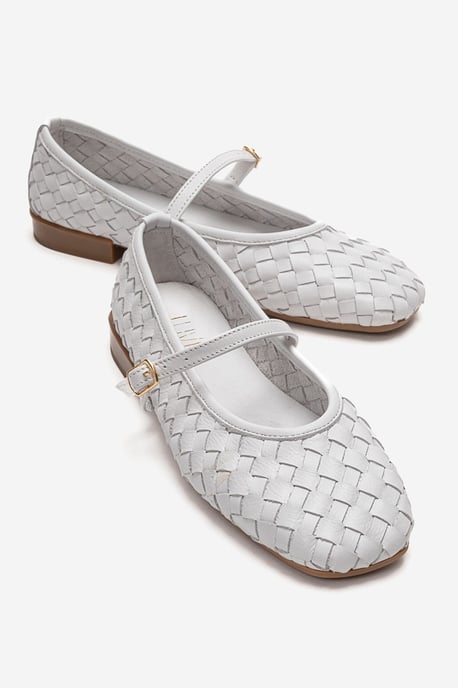 Yevora Leren Gevlochten Riem Ballerina - Image 1