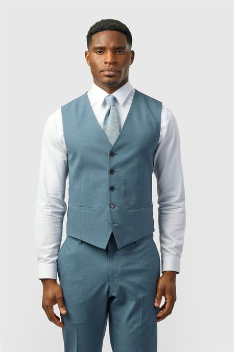 Single Breasted Five Button V-neck Slim Fit Suit Waistcoat - Image 1