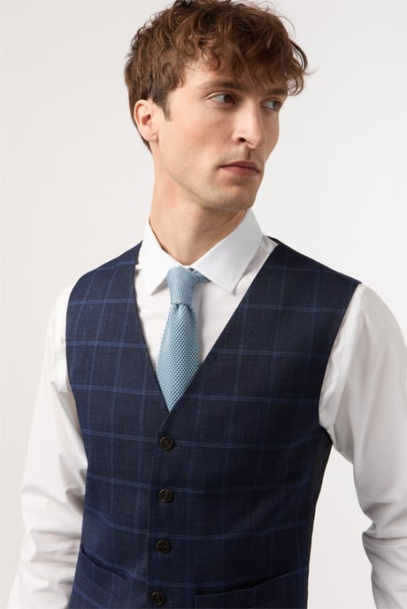 Single Breasted Five Button V-neck Slim Fit Suit Waistcoat - Image 2