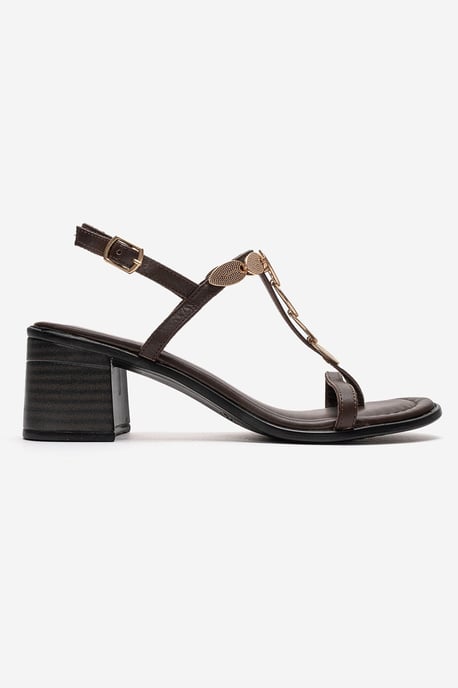 Serona Läder Klacksandal med Blockklack - Image 4
