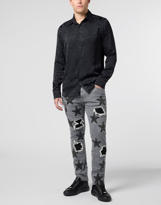 Loose Fit Silk Shirt Dragon Skull - Image 4