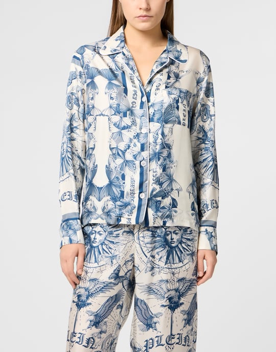 Silk Pajama Shirt Butterfly Tattoo - Image 2