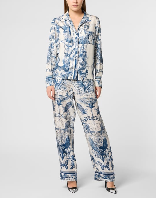 Silk Pajama Shirt Butterfly Tattoo - Image 4