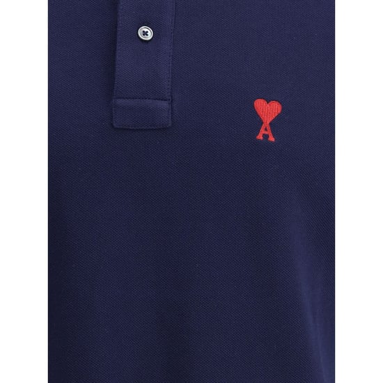 Ami Paris Blue Cotton Polo Shirt - Image 3
