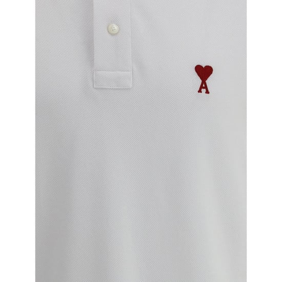 Ami Paris White Cotton Polo Shirt - Image 3