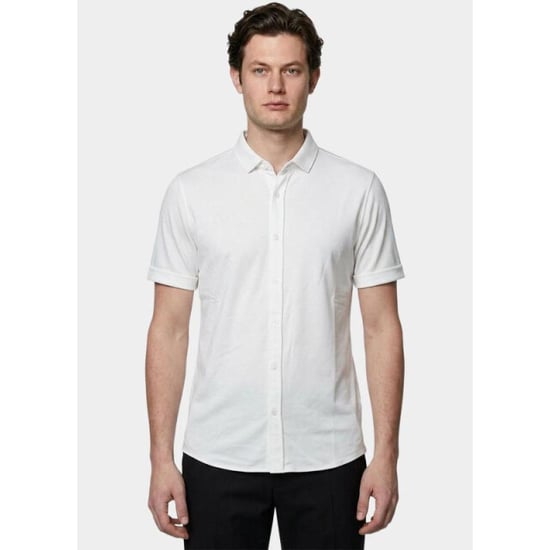 Bos Bright Blue Overhemd korte mouw heren 3507/off white - Image 1