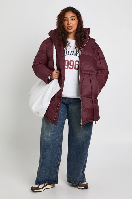 Plus Hooded Cinched Waist Puffer Jacket - Image 1