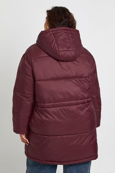 Plus Hooded Cinched Waist Puffer Jacket - Image 4