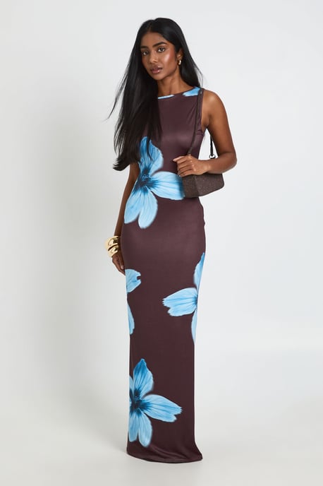 Basic Slash Neck Super Soft Maxi Dress - Image 1