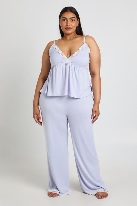 Plus Babydoll Pyjama Top And Trouser Set - Image 1