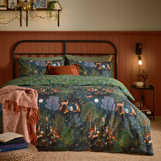 Furn Woodland Ritual Reversible Duvet Cover Set, Navy - Image 1