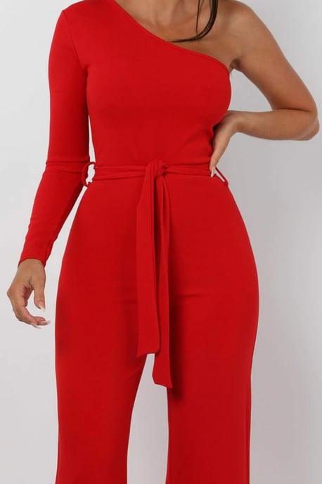 Belted One Shoulder Jumpsuit - Evelyn - Image 3