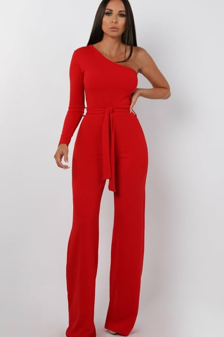 Belted One Shoulder Jumpsuit - Evelyn - Image 5