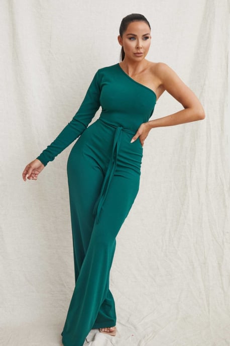 Belted One Shoulder Jumpsuit - Evelyn - Image 3