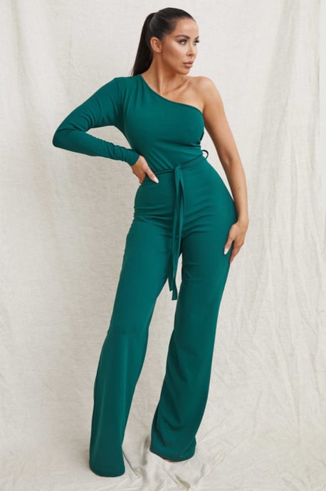 Belted One Shoulder Jumpsuit - Evelyn - Image 4