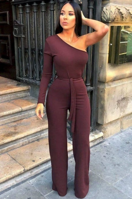 Belted One Shoulder Jumpsuit - Evelyn - Image 1