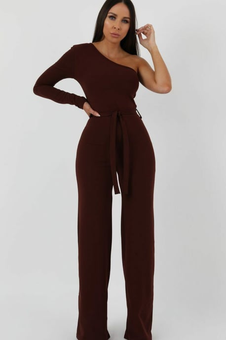 Belted One Shoulder Jumpsuit - Evelyn - Image 4