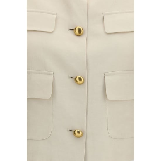 P.A.R.O.S.H. Beige Wollen Mouwloze Jas - Image 3