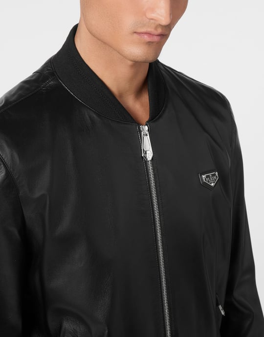 Leather Bomber Iconic Plein - Image 5