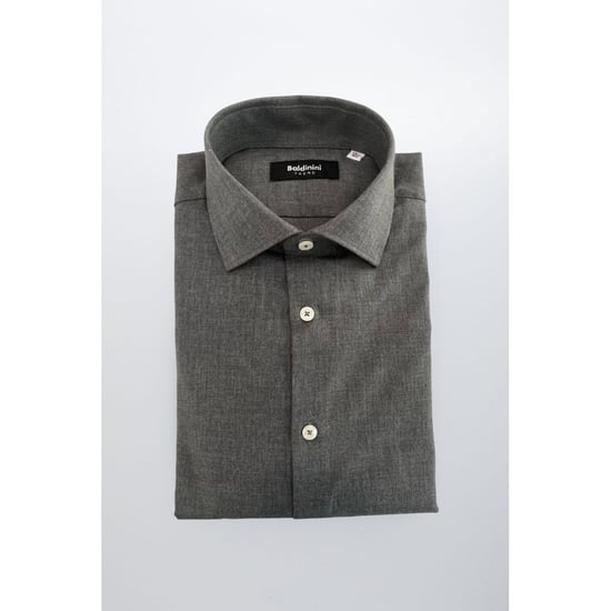 Baldinini Trend Gray Cotton Men's Shirt - Image 1