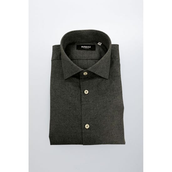 Baldinini Trend Gray Cotton Men Shirt - Image 1
