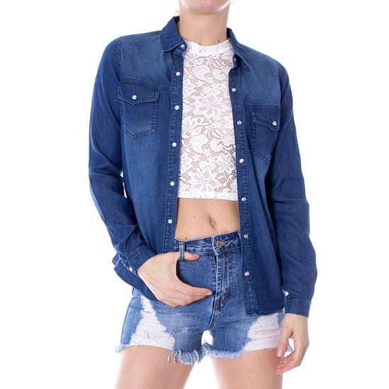 Vila Kleding Blauwe Denim Blouse - Image 1