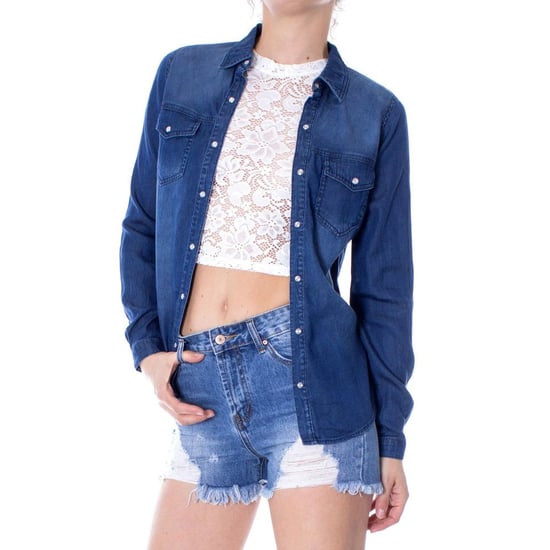 Vila Kleding Blauwe Denim Blouse - Image 2
