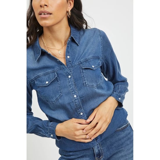 Vila Kleding Blauw Katoenen Blouse - Image 3