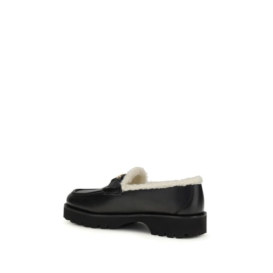 Valentino Garavani Svarta Kalvskinn Bos Taurus Slip-On Loafers - Image 3
