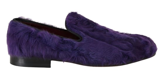 Dolce & Gabbana Purple Sheep Fur Leather Loafers - Image 1
