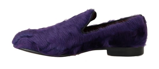 Dolce & Gabbana Purple Sheep Fur Leather Loafers - Image 2