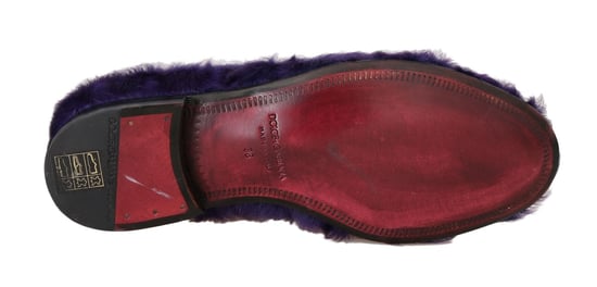 Dolce & Gabbana Purple Sheep Fur Leather Loafers - Image 3